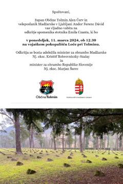 Vabilo_Odkritje spomenika Emilu Czantu, 11.3.2024